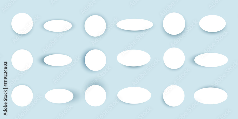 Button shadows collection. Simple shapes with shadow overlay effect. Set of realistic vector icons Button shadows collection. Simple shapes with shadow overlay effect. Set of realistic vector icons