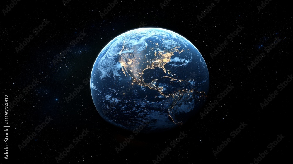 Night Earth Stunning Space Planet View City Lights Cosmos Night Earth Stunning Space Planet View City Lights Cosmos