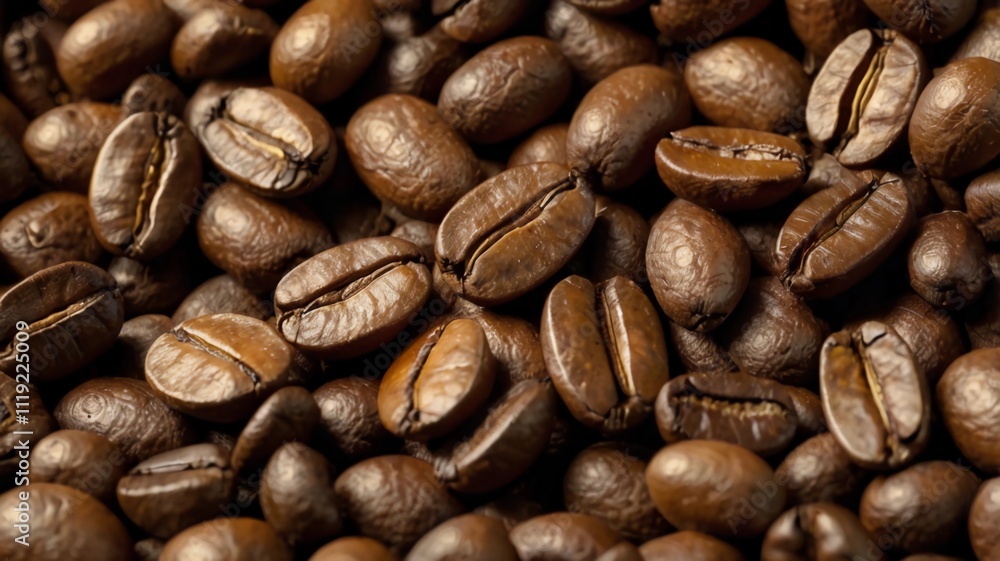 Fototapeta premium Fresh, organic coffee beans raw, ripened state