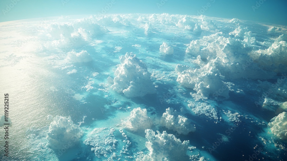Obraz premium Aerial View Ocean Cloudscape Serenity Blue Water High Resolution Image