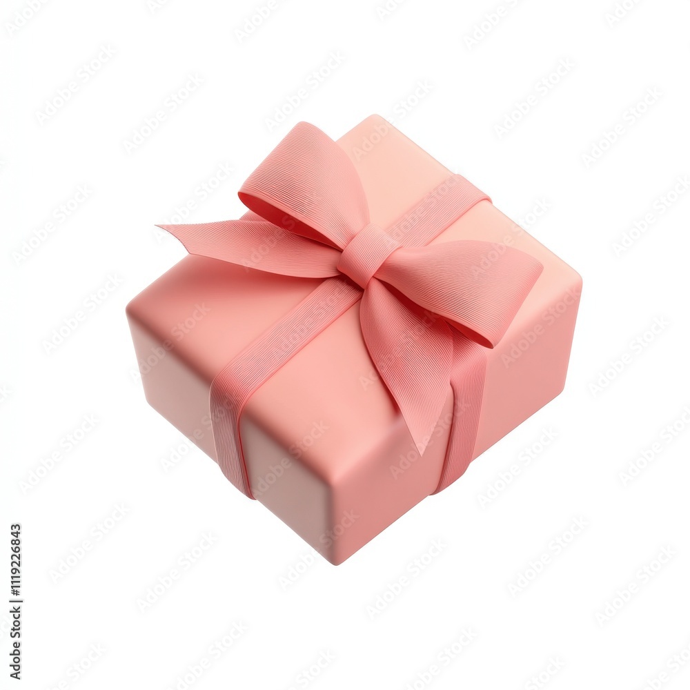 Obraz premium A pink gift box tied with a ribbon, perfect for celebrations and special occasions.