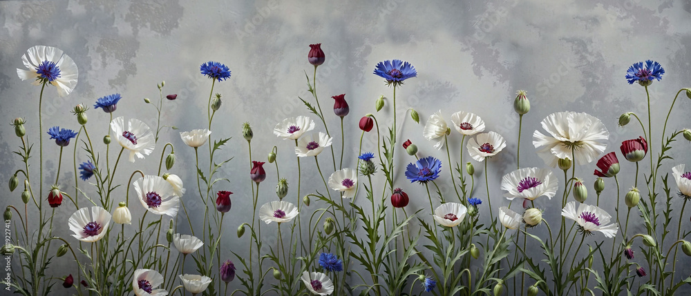 custom made wallpaper toronto digitalWallpaper design for the wall. Botanical drawing, plants and flowers. Mural design for the interior. Textile design.