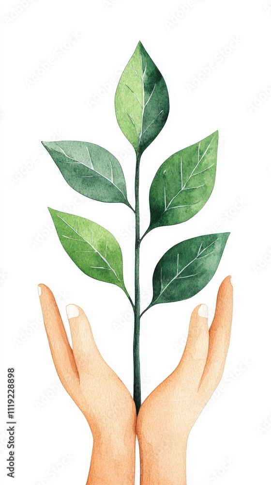 Hands holding a green plant symbolize nature, growth, and environmental care, promoting a sustainable future. Hands holding a green plant symbolize nature, growth, and environmental care, promoting a sustainable future.