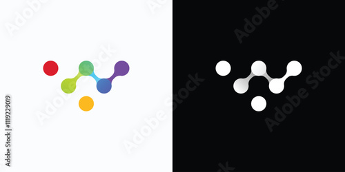 Letter W and N point connection logo design
