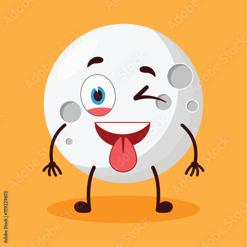 cute teased expression of moon cartoon character