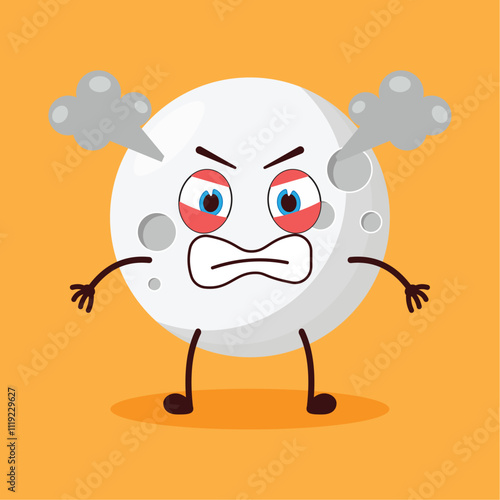 cute furious expression of moon cartoon character