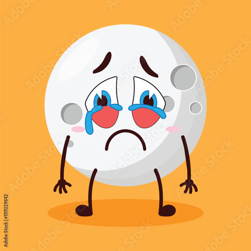 cute cry expression of moon cartoon character