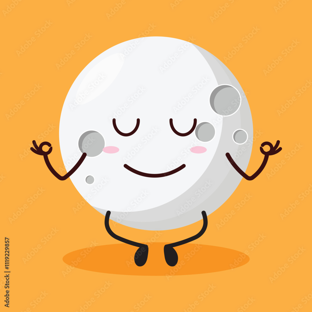 cute yoga expression of moon cartoon character cute yoga expression of moon cartoon character