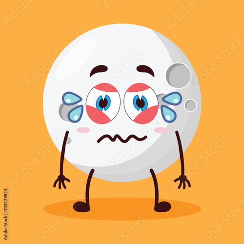 cute upset expression of moon cartoon character