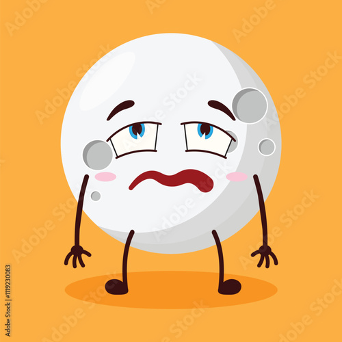 cute bored expression of moon cartoon character