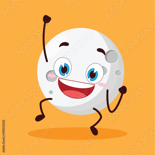 cute hurray victory expression of moon cartoon character