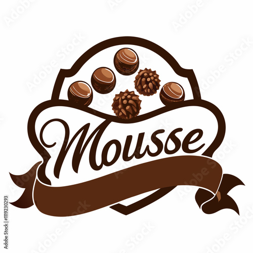 sticker design of mousse  in Chocolate background