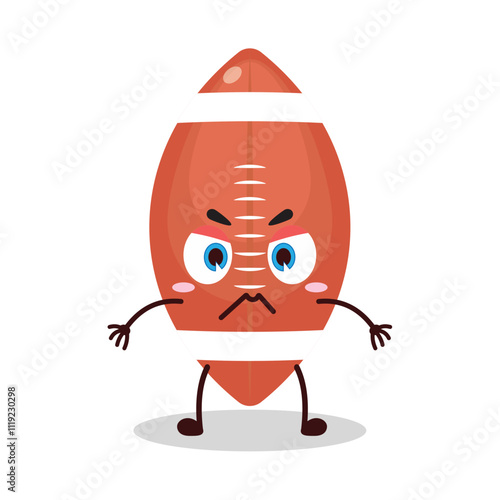 cute irritated expression of rugby ball cartoon character