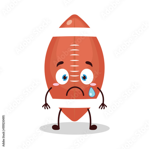 cute nervous expression of rugby ball cartoon character