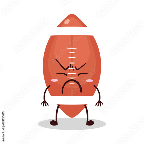 cute annoyed expression of rugby ball cartoon character