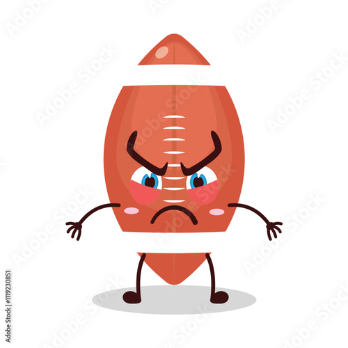 cute provoked expression of rugby ball cartoon character