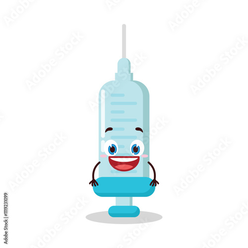 cute happy expression of syringe cartoon character