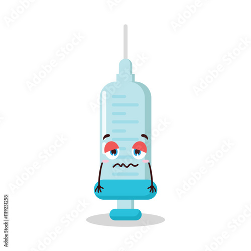 cute nope expression of syringe cartoon character
