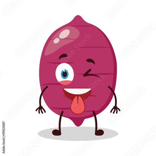 cute teased expression of sweet potato cartoon character