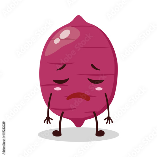 cute tired expression of sweet potato cartoon character