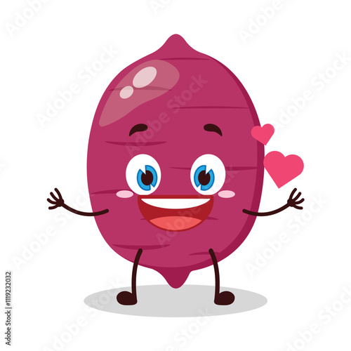 cute fall in love expression of sweet potato cartoon character