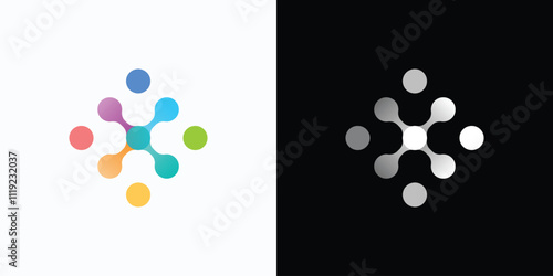 Letter X point connection logo design