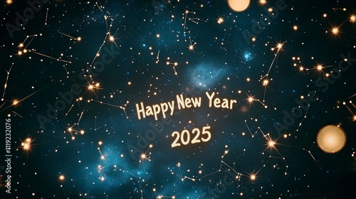 Wallpaper Mural Happy New Year 2025 written on a whimsical candyland scene, in bright pastel letters surrounded by sweets and treats. Torontodigital.ca