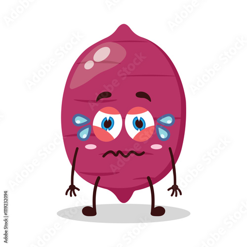cute upset expression of sweet potato cartoon character
