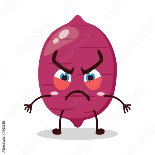 cute provoked expression of sweet potato cartoon character