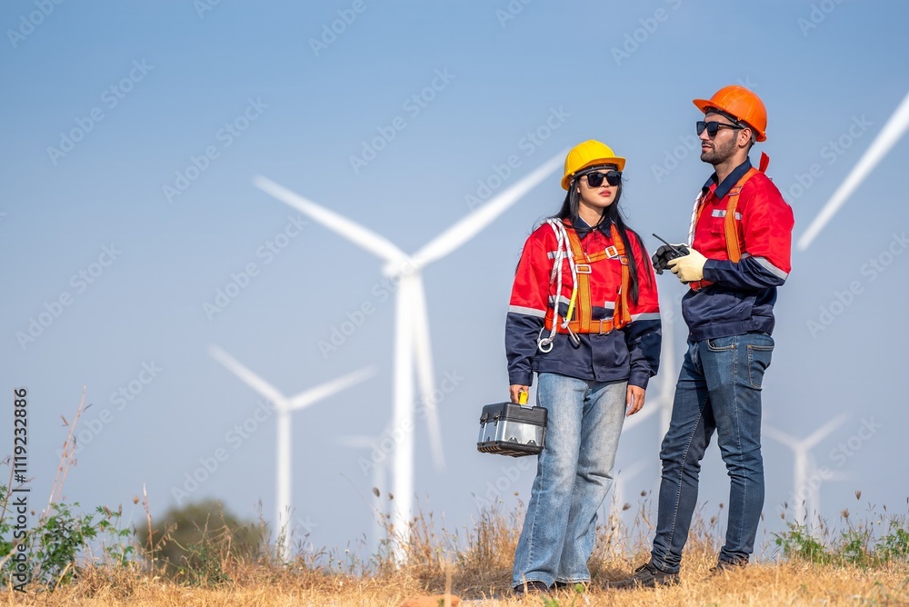 Two people wearing orange and red safety gear Two people wearing orange and red safety gear