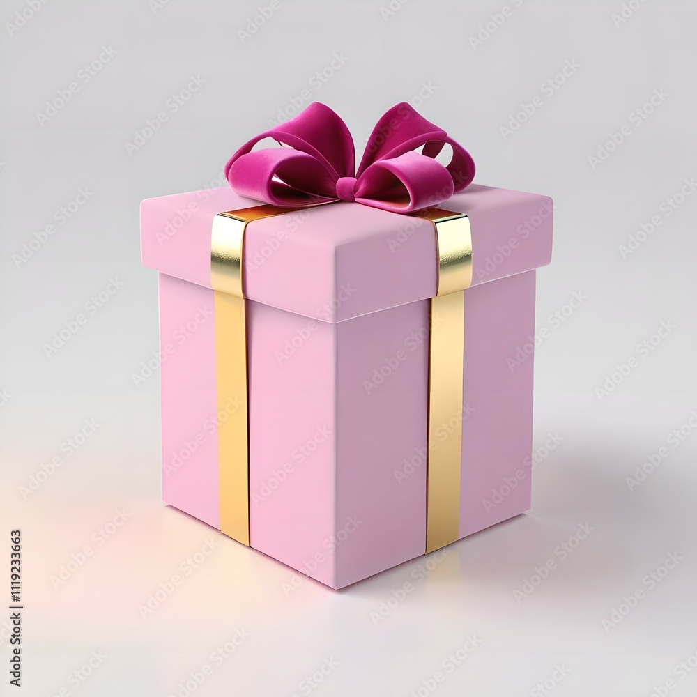 Pink gift box wrapped with gold ribbon Pink gift box wrapped with gold ribbon