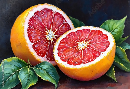 Lime blood orange watercolor illustration isolated on white background
