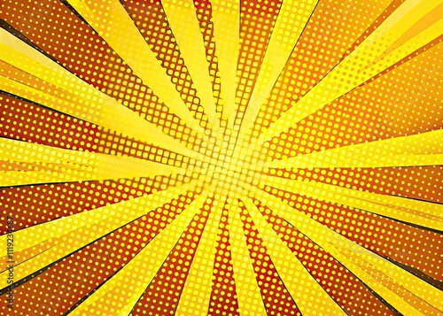 Retro Comic Pop Art Background, Yellow Stripes, Vintage Cartoon Illustration, Classic Style