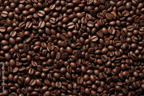 a close up of a pile of coffee beans with a white background