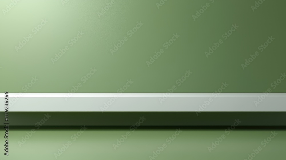 A white shelf with a green wall behind it A white shelf with a green wall behind it