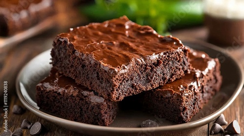 Deliciously Moist Chocolate Brownie with Glossy Chocolate Frosting