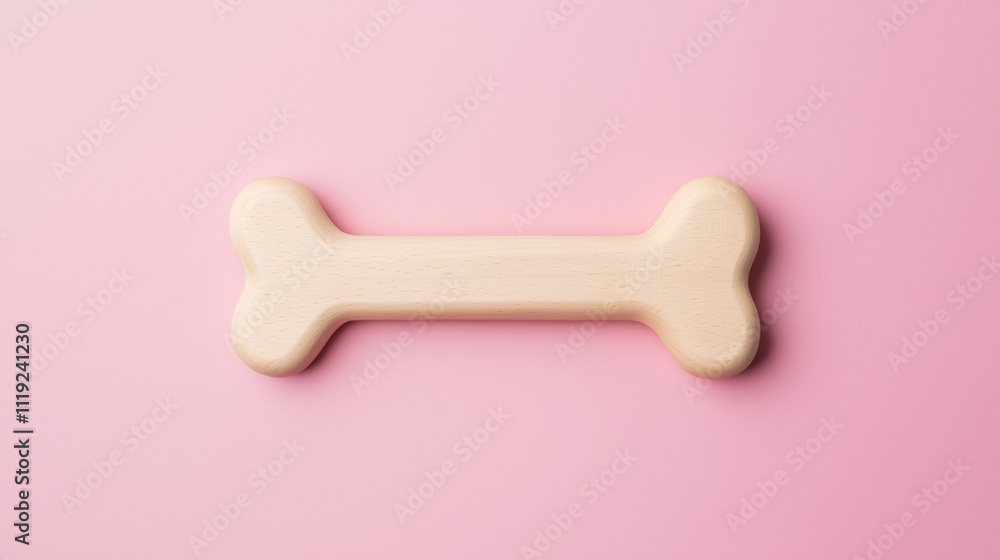Wooden Dog Bone on Pink Background Wooden Dog Bone on Pink Background