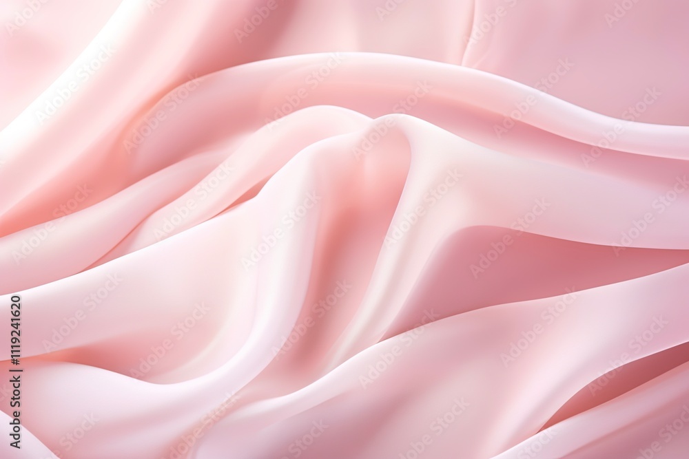 Obraz premium Delicate Wedding Background with Light Pink Silk Fabric in Diagonal Waves and Pleated Folds