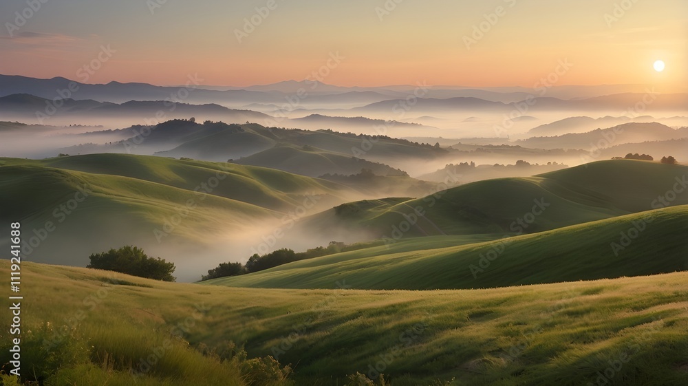 /imagine: A soft, pastel-colored sunrise over rolling green hills with light fog resting in the valleys --ar 3:2 --v 4
/imagine: A soft, pastel-colored sunrise over rolling green hills with light fog resting in the valleys --ar 3:2 --v 4