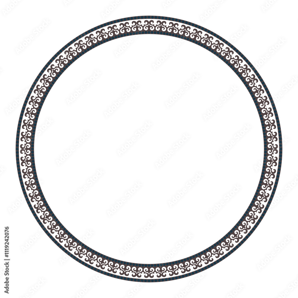 Round Islamic Asian Turkic national ornament frame. Round Islamic Asian Turkic pattern frame, border, decorative ornament of the Kazakh, Kyrgyz, Mongol, Uzbek, Tajik. For embroidery, textile, print Round Islamic Asian Turkic national ornament frame. Round Islamic Asian Turkic pattern frame, border, decorative ornament of the Kazakh, Kyrgyz, Mongol, Uzbek, Tajik. For embroidery, textile, print