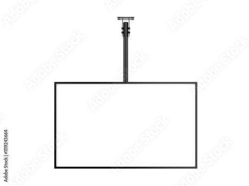 Outdoor digital ceiling mounted display screen mockup template, 3d illustration.