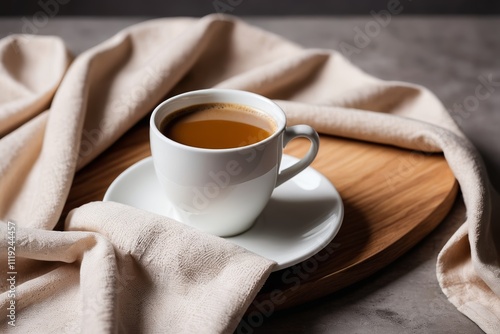 there is a cup of coffee on a saucer on a table