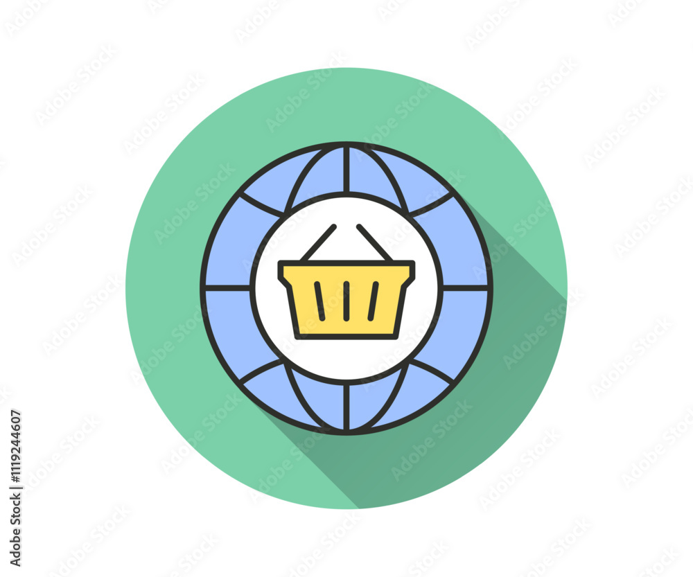 Online store flat icon. Simple illustration with long shadow for graphic and web design. Online store flat icon. Simple illustration with long shadow for graphic and web design.
