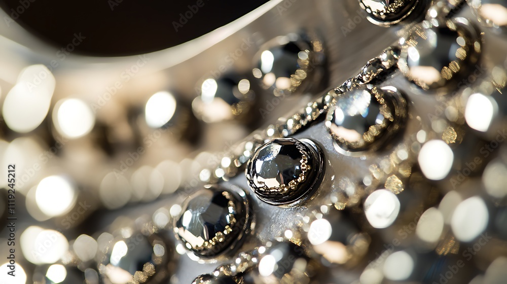 A close up of a necklace with many small silver beads A close up of a necklace with many small silver beads