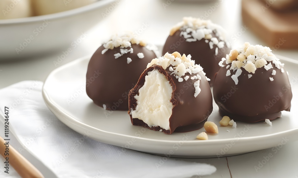 No-Bake Coconut Cream Balls, Generative AI No-Bake Coconut Cream Balls, Generative AI