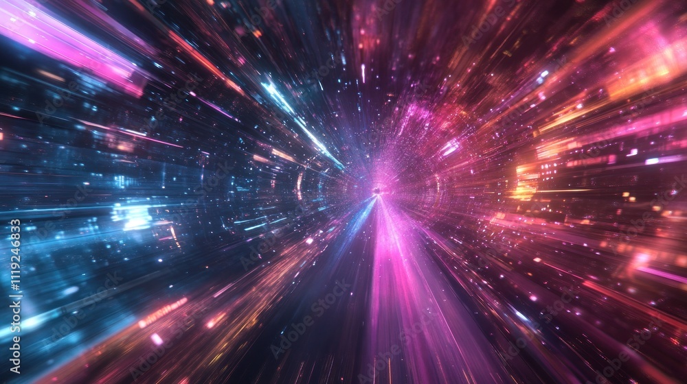 Fototapeta premium Cosmic Speed: A Journey Through the Neon Galaxy