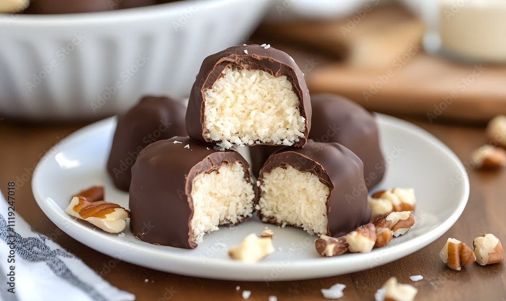 No-Bake Coconut Cream Balls, Generative AI No-Bake Coconut Cream Balls, Generative AI