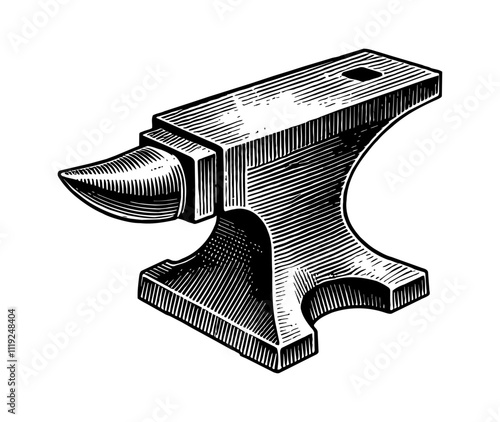 anvil engraving black and white outline