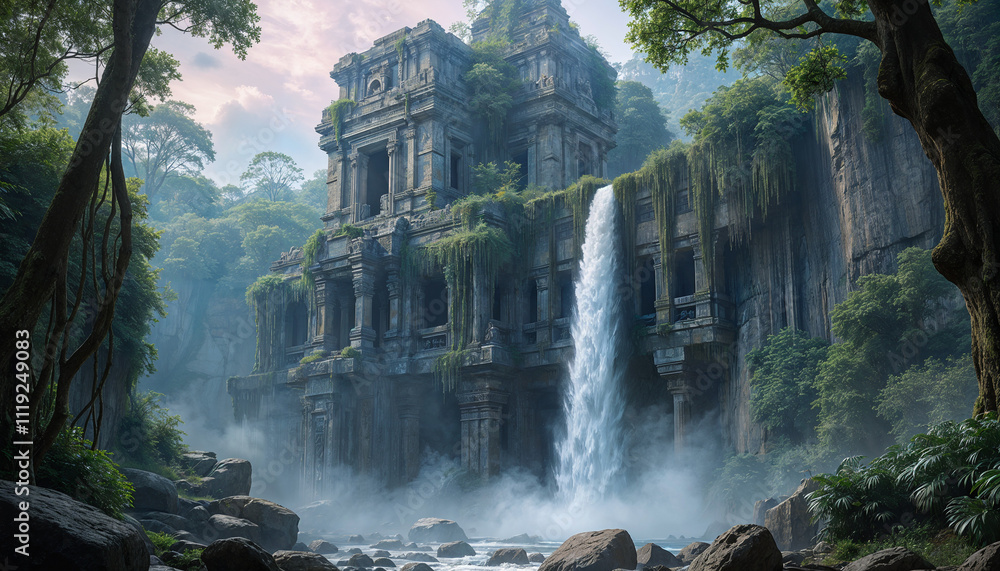 ancient city with waterfall Generative AI
ancient city with waterfall Generative AI