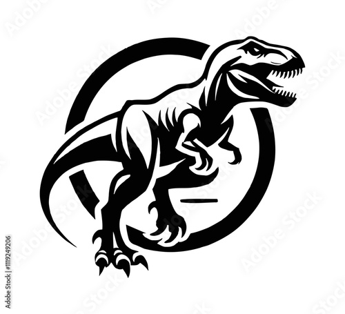 tyrannosaurus engraving black and white outline